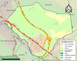 Carte en couleurs présentant l'occupation des sols.