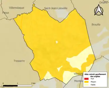 Carte des zones d'aléa retrait-gonflement des argiles.