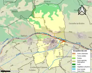 Carte en couleurs présentant l'occupation des sols.