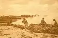 Les brûleurs de goémon à la palue du Cosquer en Loctudy (photographie d'André Dauchez, début XXe&nbsp;siècle).