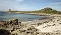 Les rochers de la pointe de Beg an Tour vus depuis la plage du Verlen.