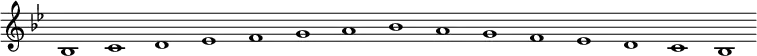 \new Staff {
\relative c' {
\key bes \major
\override Staff.TimeSignature #'stencil = ##f
\override Staff.BarLine #'stencil = ##f
bes1 c d es f g a bes a g f es d c bes
}
}
\midi {
\context {
\Score
tempoWholesPerMinute = #(ly:make-moment 120 1)
}
}