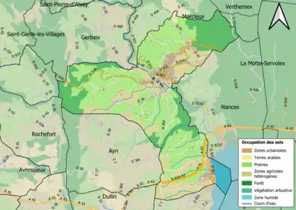 Carte en couleurs présentant l'occupation des sols.
