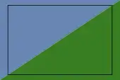 Rectangle divisé en diagonal du coin inférieur gauche au coin supérieur droit avec la moitié gauche en gris et la moitié droite en vert