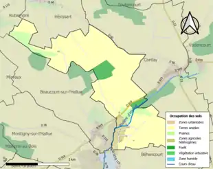 Carte en couleurs présentant l'occupation des sols