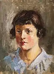 Jeune fille aux macarons, huile sur toile