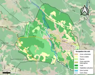 Carte en couleurs présentant l'occupation des sols.