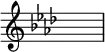{\key aes\major\override Staff.TimeSignature.stencil=##f \skip 1}\layout {indent = #0 line-width = #26 ragged-last = ##f}