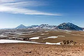 Désert autour de l'observatoire ALMA à 5&nbsp;087 m d'altitude, au Chili