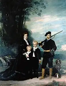 La famille royale : la Reine Maria Pia, l'Infant Alphonse, le Prince Charles, et le Roi Louis Ier (1876)(Palais national d'Ajuda)