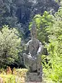 Sculpture d'Abat Oliba, fondateur du monastère, à Montserrat.