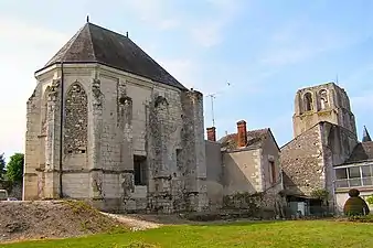 Représentation d'un plan moderne sur lequel sont reportés l'emplacement de vestiges.