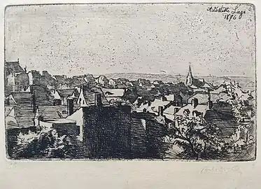 Vue de Liège, 1876 (Eau-forte ; Inv. Delchevalerie no 56), Collection privée