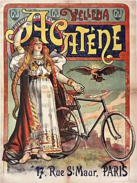 Pneu G&J Velleda Alcatène, 17 rue Saint-Maur, Paris. Affiche de Lucien Baylac.