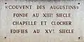 Plaque sur la tour du clocher (septembre 2014).
