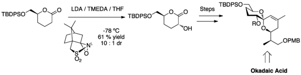 α-hydroxylation dans la synthèse de l'acide okadaïque.