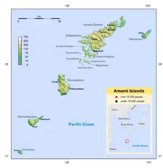 Situation d'Amami-ōshima dans les îles Amami.