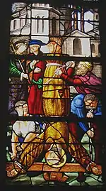 Crucifiement de Pierre, vitrail du XVIe&nbsp;siècle, Notre-Dame des Andelys.