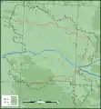 Carte topographique de la province d'Anjou avec le département de Maine-et-Loire dans ses limites jusqu’en 2016.