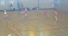 Salle annexe du Colisée avec un match de Nationale féminine 3 entre l'Élan Chalon-Le Creusot et Montferrand (échauffement)