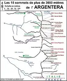 Schéma du chaînon de l'Argentera.