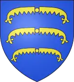 D'azur à trois broyes d'or rangées en pal.