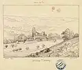 Le château - Dessin d'Amédée Piette (1808-1883).
