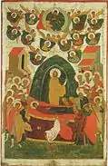 Dormition de la Vierge. Premier quart du XVIe&nbsp;siècle. Musée de Vologda. Provient du monastère Gorne-Ouspenski