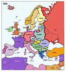L'Europe des 14 points du « Droit des peuples à disposer d'eux-mêmes » du président Woodrow Wilson.
