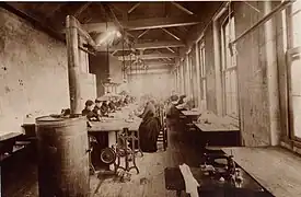 Atelier de confection de chemises à Argenton-sur-Creuse (France) en 1888.