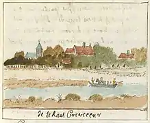Aperçu du fort au XVIIIe&nbsp;siècle dans l'"Atlas Schoemaker" (1710) localisé en Gueldre.