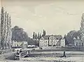 Le château d'Attre. Dessin et lithographie de Bielski (milieu du XIXe siècle)