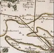 Azincourt et son environnement - Carte de Cassini (XVIIIe siècle)