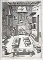 Landiers montés en « hâtiers », livre de cuisine Opera de Scappi, XVIe siècle.