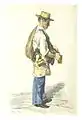 Homme avec un chapeau de paille vendant de l'huile