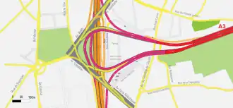 Schéma de l'Échangeur de la porte de Bagnolet