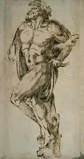 Étude d'un larron crucifié, Baccio Bandinelli, XVIe&nbsp;siècle.