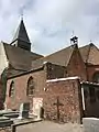 Bas-côté droit du chœur (sud) et sacristie (est).