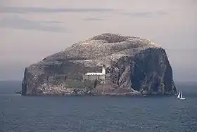 Bass Rock vu depuis le château de Tantallon.