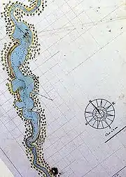 Première carte de la Swan River dessinée par François-Antoine Boniface Heirisson du Naturaliste, 17-22 juin 1801.