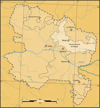 Sénéchaussées de l'Anjou au XVIIIe siècle.