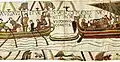 Sur la bordure inférieure de la Tapisserie de Bayeux du XIe&nbsp;siècle apparaît la fable d'Esope "Le Loup et le Héron"