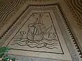 Mosaïque représentant le symbole de l'espérance (bateau voguant sur les flots)