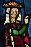 Ce vitrail dépeignant Béatrice de Falkenbourg (morte en 1277) comme bienfaitrice pour les Franciscains, est le plus ancien portrait de donateur sur vitrail conservé (Collection Burrell).