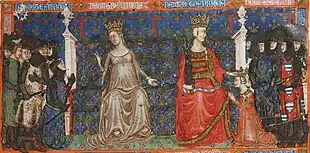 Miniature représentant Béatrice de Provence et Charles Ier d'Anjou.