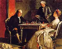 Edward Harrison May (en), Lady Howe met Benjamin Franklin échec et mat (ru) (1867)