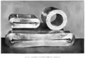 Essais réalisés sur des échantillons de tube de canon. La ténacité de l'acier Bessemer permet l'augmentation du calibre, tout en conservant une ductilité suffisante pour éviter l'éclatement du tube.