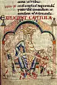 Bible d'Étienne Harding : le roi Salomon (Dijon, Bibliothèque Municipale, ms. 14, fol. 13r)