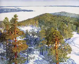 Vue hivernale de l'esker de Pyynikki.