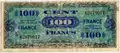 Billet de 100 anciens francs français type 1944 américain avec drapeau au verso (recto)
